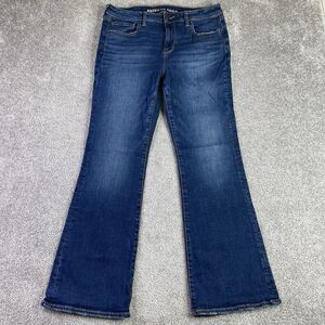 American Eagle Jeans Women’s 12 Short Blue Kick Boot High Rise Dark Stretch